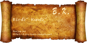 Biró Kunó névjegykártya